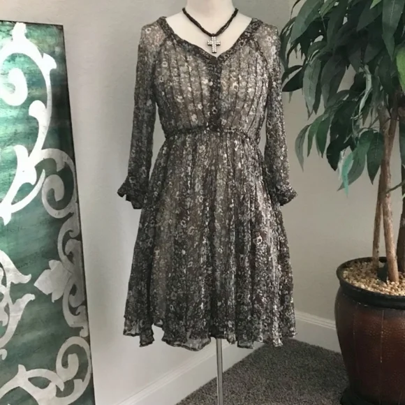Willow & Clay Dresses | Nwot Anthropologie Willow & Clay Sheer Dress | Color: Blue/Brown | Size: M | Surpriti's Closet